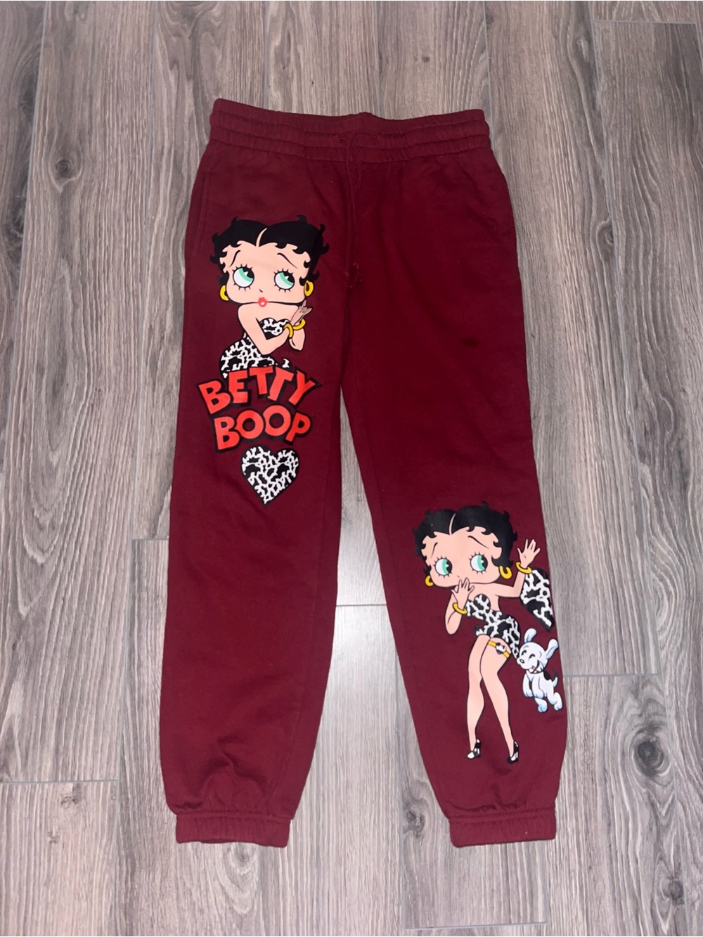 Wine red Betty Boop sweatpants
